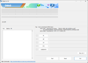Odin tool for Samsung mobile phone firmware flashing and software repair