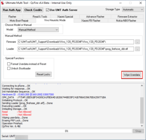 UMT software for mobile phone flashing, unlocking and USB-based servicing